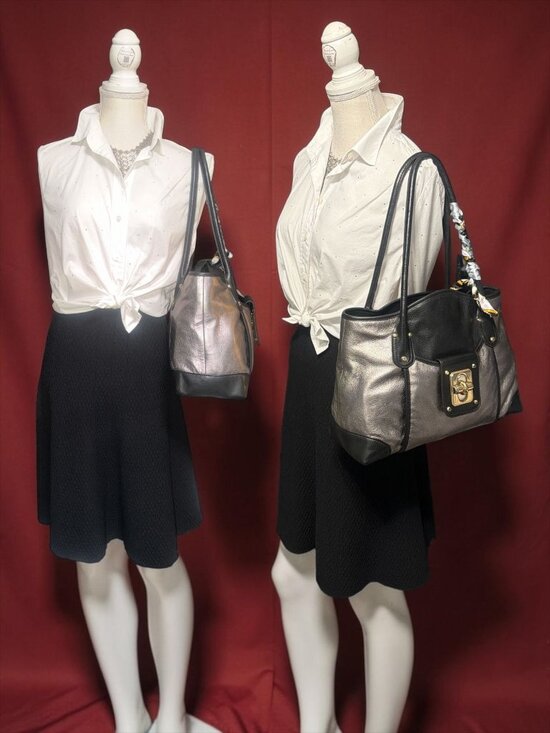 B Makowsky Handbags - B Makowsky Nolita Turnlock Satchel Silver Black Colorblock Leather Shoulder Bag